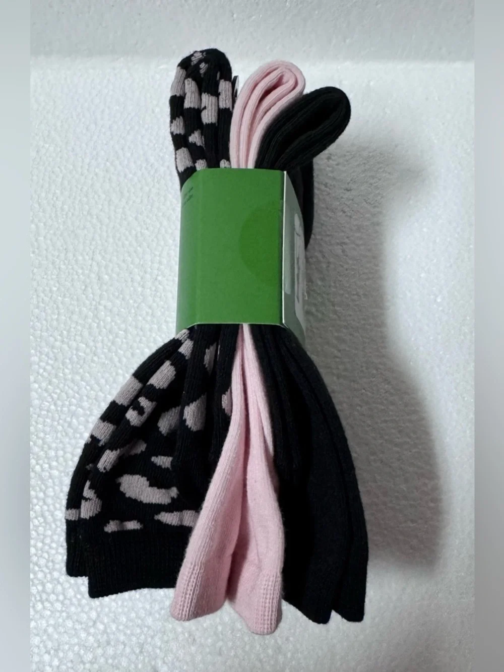 kate spade Black & Light Pink Leopard-Print Crew Socks